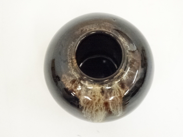 Gojyo 京焼　清水焼　桶谷定一作　文琳茶入　仕覆付　共箱　V　8205 道具 ] - 道具 桶谷定一造 文琳茶入（仕覆付）（共箱）□z